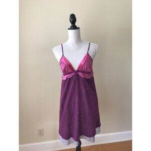 Free People Purple Mixed-Media Layered Slip Dress